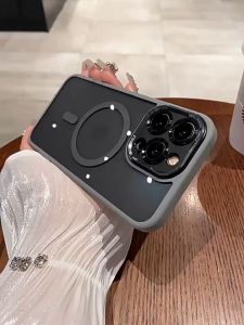 Luxury Metal Lens Camera Protection MagSafe Hard Clear Acrylic Phone Case For iPhone 16 15 14 Pro Max Plus 13 12 Pro Max 11 Wireless Charging Magnetic Phone Cover Transparent Shockproof Phone Casing Shell
