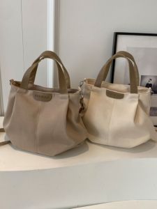 Artsy Pure Color Canvas Tote Bag for Women Spring 2024 New Style Casual Single Shoulder Bag Fashionable Zipper Closure