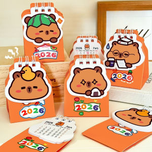 2026 Capybara School Desk Calendar High Looking Desktop Check Plan Small Calendar Mini Capibala Small  Desk Accessories Kawai