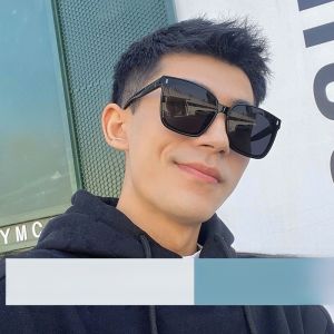 Driving Sunglasses for Men Trendy Square Face Large Size Anti-UV Strong Light Black Sun Glasses Korean Style Fashionable