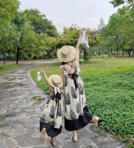 New Chinese Style Maternity And Daughter Dress High End Design Sensation Beach Vacation Style Mother And Daughter Outfit Trend
