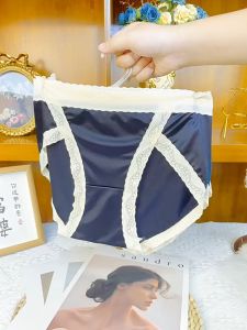 HEILOU 3CPS Set High Quality Gorgeous Silk Satin High Cut Seamless Ladies Panty Lace Cotton Underwear Women Mid Waist