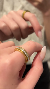 Rotating Ring For Women 5MM Zircon Minimalist Non Fading Stainless Steel Couple Ring Jewelry Gift
