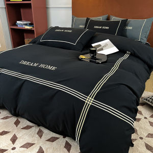 Simple Black Trendy Bedding Set 7 Pieces