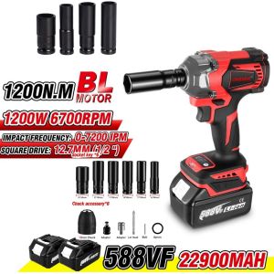 (Inventory in the Philippines) 1200N.M Brushless Electric Impact Wrench 1/2 inch 588VF Battery Cordless Electric Wrench Screwdriver for Makita 18V Battery