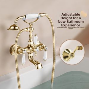 DANBIYIN | French Vintage Style Copper Gold Plated Bathtub Faucet and Shower Set