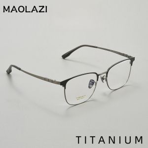 MAOLAZI Fashion Comfortable Glasses Womens Retro Square Titanium Eyewear Optical Prescription Eyeglasses Frame For Men H26013Y