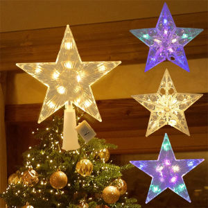 \ud83c\udf84\ud83c\udf8515CM LED Christmas Tree Top Decoration Lighting Props Christmas Star New Tree Top Star With Lights Five-pointed Star Decorations