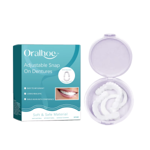 oralhoe | Snap on Denture Upper & Lower Temporary Teeth Dentures False Teeth Set Perfect Smile Adjustable Silicone Denture for Women & Men
