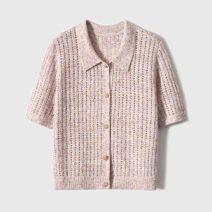 Lace Breathable Polo Knitwear Short Sleeve