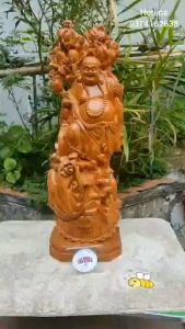 Tượng Di Lặc Ngũ Phúc Vác Cành Đào TOKDODO Gỗ Hương Nguyên Khối Hàng Đủ Kích Thước.