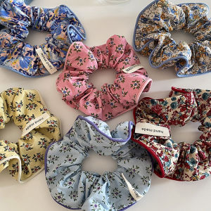 New Flower Print Large Scrunchies Summer Colorful Floral Elastic Hair Band Ponytail Holder Rubber Bands Women Hair Accessories