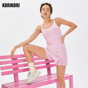 Konikoni Ladies Tennis Skirt Dress with Chest Pad Sport Fitness Anti Exposure Yoga Clothes One-Piece Badminton Suit