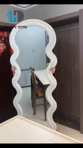 【24 Hours Shipped】Full Body Mirror Wave Whole Body Mirror with Stand Wavy Floor Mirror for Girl Living room Aesthetic Body Mirror