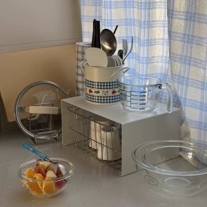 ชั้นวางเครื่องปรุงรส DecoHub ชั้นวางของในครัว ชั้นวางของแบบมีมุม เครื่องดื่มกาแฟ ชั้นวางของแบบมีมุมสำหรับแก้วมือถือ