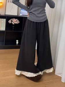 กางเกงขายาวทรงหลวมสไตล์ย้อนยุคสำหรับผู้หญิง กางเกงขายาวลำลองฤดูใบไม้ผลิและฤดูร้อน กางเกงขายาวคลุมสะโพกยาวถึงพื้น