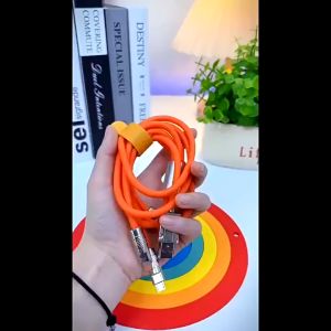 สายชาร์จหลายสาย สายชาร์จ 3 in 1 สายชาร์ส้ม สายชาร์จได้อย่างรวดเร็วด้วยพอร์ตซี ไมโคร ไอพี 1.2เมตร