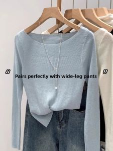 GEBOFU | Blue One-Shoulder Knit Sweater Slim