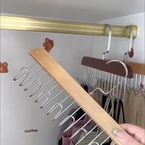 8 Hooks Solid Wood Hanger Bra Hanger Belts Rack Tie Cap Non-Slip Holder Underwear Organizer Storage