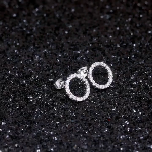 Kawaii Openwork Hoop Earrings Full-Pavé Sparkling Zircon for Office Wear Cute Minimalist Chic Jewelry