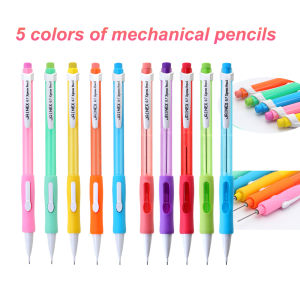7Pcs/Set New Pressure Automatic Pencil 0.7mm With Eraser High Quality 2B Refill Paint Smooth Creative Writing Stationery Office