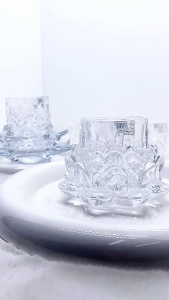 【ราคาถูกสุดๆ】ถ้วยถวายพระพุทธรูป ถ้วยน้ำพระพุทธรูป เชิงเทียนแก้วดอกบัว ชุดถ้วยน้ำแก้วแท่นบูชา สังฆทาน เชิงเทียนแก้วคริสตัลดอกบัว ประณีตและมีคุณภาพสูง