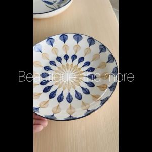 BnM จานเซรามิค จานกระเบื้องเคลือบ ลายริ้ว หรูหรา 8.5 นิ้ว ทนทาน เข้าไมโครเวฟได้