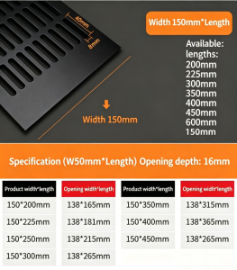 Aluminium Rectangular Cabinet Wardrobe Air Vent Grille Ventilation Cover Air Conditioner Grille Home Wardrobe Cabinet Decoration
