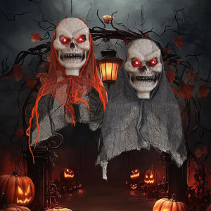 2 Chiếc Halloween Đồng Hồ Ma Cho Tiệc Treo Đầu Lâu Trang Trí Kinh Dị Đạo Cụ Ngôi Nhà Bị Ma Ám Ngoài Trời Lễ Hội Bầu Không Khí