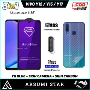 PROMO PAKET 3 IN 1 TEMPERED GLASS ANTI-BLUELIGHT VIVO Y12 / Y15 / Y17 ANTI GORES PELINDUNG LAYAR ANTI-BLUELIGHT + GARSKIN + SKIN CAMERA