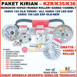 KingPart19 Paket Kirian Vario 125 FI Tekno KZR & Vario 150 LED ESP Kode KZR KWN K35 K36 Mangkok Ganda Kipas Rumah Roller Vanbelt Gratis