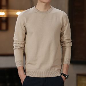 ROMON | Lormen Mens Round Neck Knitwear Thickened Warm Pure Color Inner Wear Base Layer Fashionable City Style Loose Fit Winter Top