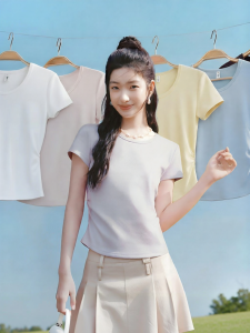 Semir | Cool Feeling Slim Fit Round Neck Short Sleeve T-Shirt for Women