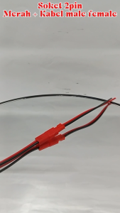 Soket 2 pin merah - kabel female male 2 pcs
