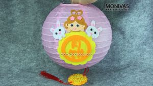 Eat Mooncake DIY Paper Lantern Creative Mid Autumn Festival Crafting (w LED Light n Handle)