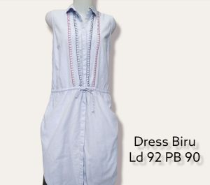 Dress cotton Krah kemeja vintage Biru muda