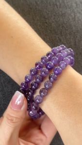 กำไลหินอเมทิสต์ หินอเมทิสต์8มม. หินสีม่วง กำไล อเมทิสต์ พลังหินบำบัดปัดเป่าสิ้งชั่วร้าย ใส่เสริมพลังบวก หินแท้