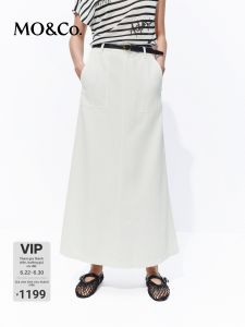 MO&Co. | New Summer Lightweight Cotton-Linen A-Line Denim Skirt