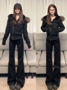 CHANGTONG | Audrey Hepburn Style High-end Feel Hooded Fur Collar Sweatshirt Jacket