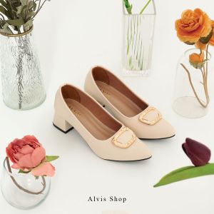 Alvis zesyy sepatu selop kombinasi tinggi hak 5 cm