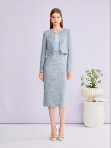Elegant French Style Round Collar Tape Binding Two-piece Style Dress