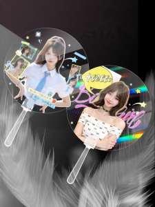 Custom Dark Color Unique Shaped Mini Double-sided DIY Acrylic Transparent Cheerleading Fan