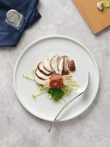 Creative Ceramic Western Dinner Plate round Home Use Flat Plate Steak Breakfast Dessert Cake Fruit Plate Adult Size 10 Inches