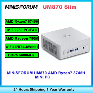 MINISFORUM UM870 Slim Ryzen7 8745H AMD Radeon 780M DDR5 5600Mhz PCIE4.0 SSD Gaming MINI PC