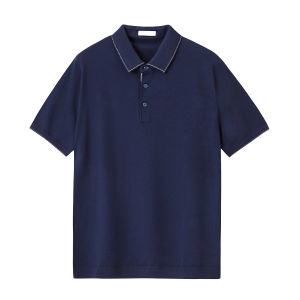 JSSD HOMME Mens Short Sleeve Polo Shirt Knitted Casual Summer Top Breathable Polyester Nylon Blend Standard Fit Business Gentleman Style