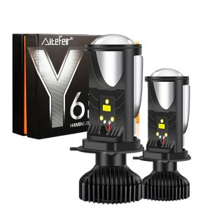 2 Pcs H4 LED Headlight Y6D-H4 7000LM 6500K White 50W Auto Lamp 3570 Chips IP68 Waterproof All Weather Driving Light
