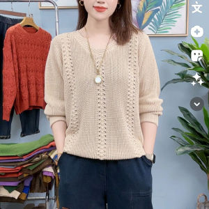 Chic Knitted Top Womens Casual Base Layer Shirt Vintage Simple Match All Seasons Spring Autumn Mom Style Fashionable Slimming