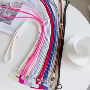 60cmx2 Màu Trơn Cá Tính Dây Điện Thoại Di Động Dây Đeo Vai Dài Dây Nylon Vòng Cổ Phụ Kiện Đa Năng