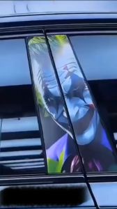 Stiker Pilar Pintu Jendela Mobil Kanan Kiri Bahan Vinyl Antigores Motif Decal RONALDO .KS.07