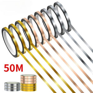 Konco 50M Self-Adhesive Tile Stickers Tape Floor Waterproof Wall Gap Sealing Strip Gold Silver Tile Beauty Seam Sticker Home Decoration